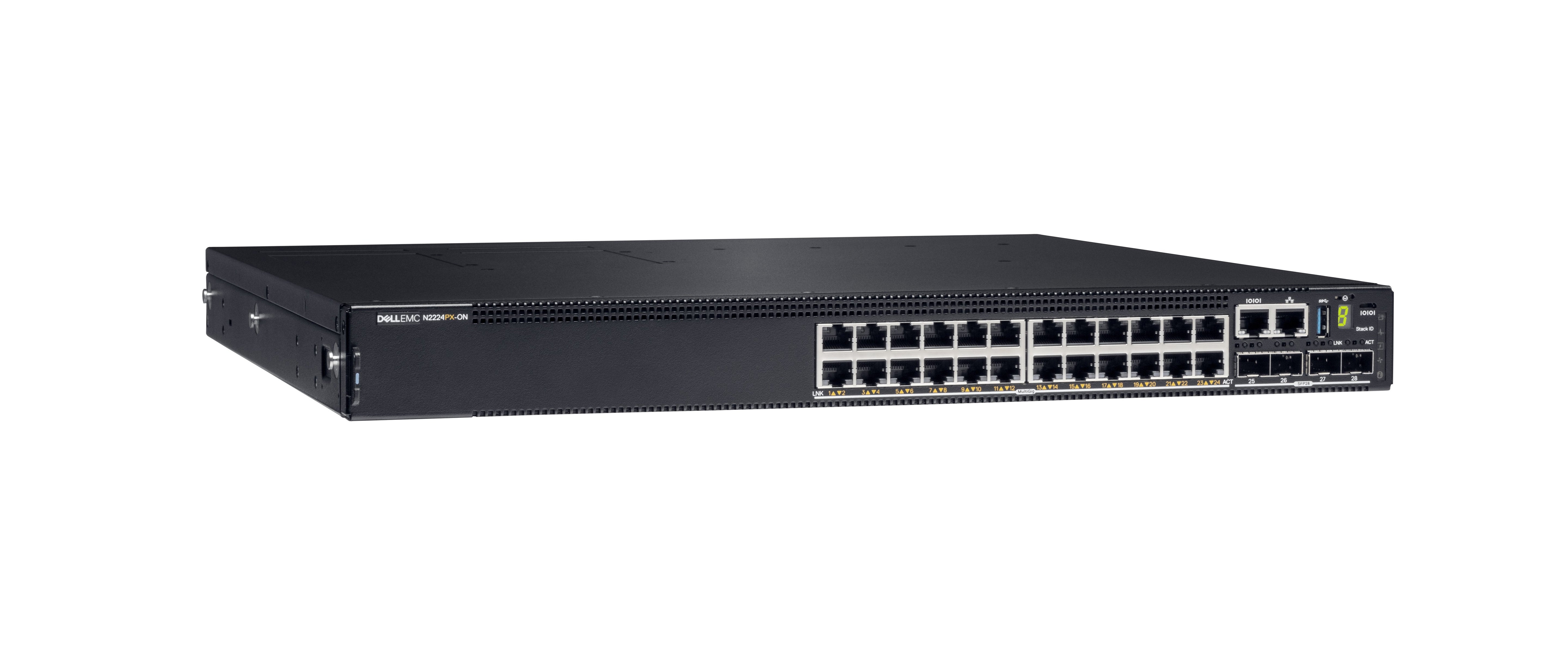 Dell Powerswitch N2224px-On 24x1,2.5g Poe 30w,60w 4x25g 2x40g Stacking 1xac Psu Io,Ps Airflow Os6