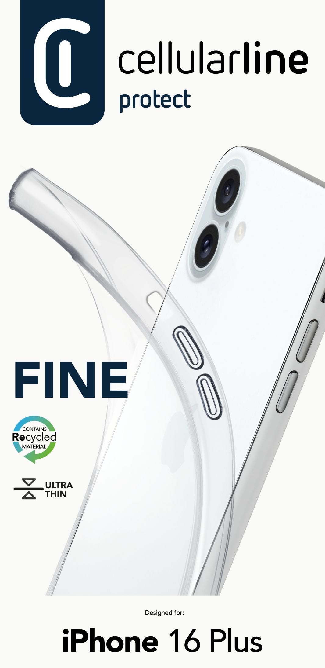 Cellularline Fine Case Iphone 16 Plus Clear