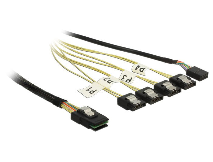 Delock Cable Mini Sas Sff-8087 > 4 X Sata 7 Pin Reverse + Sideband 0,5 M