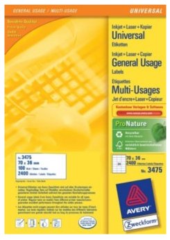 Avery Zweckform, Labels Avery 70 X 36mm, A4 (3475)