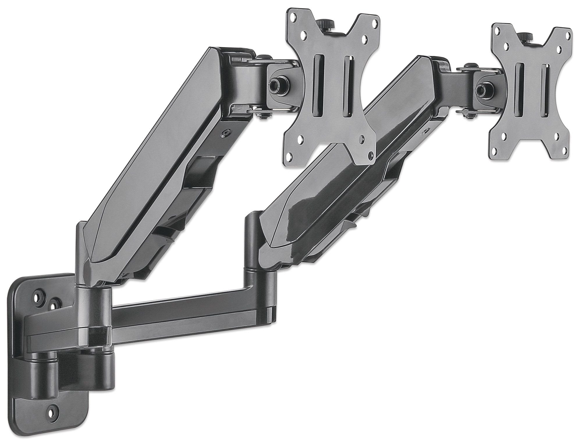 Manhattan Soporte Universal De Pared Para Dos Monitores, Con Pistones A Gas Brazos Articulados 17" A 32"  Hasta 8 Kg