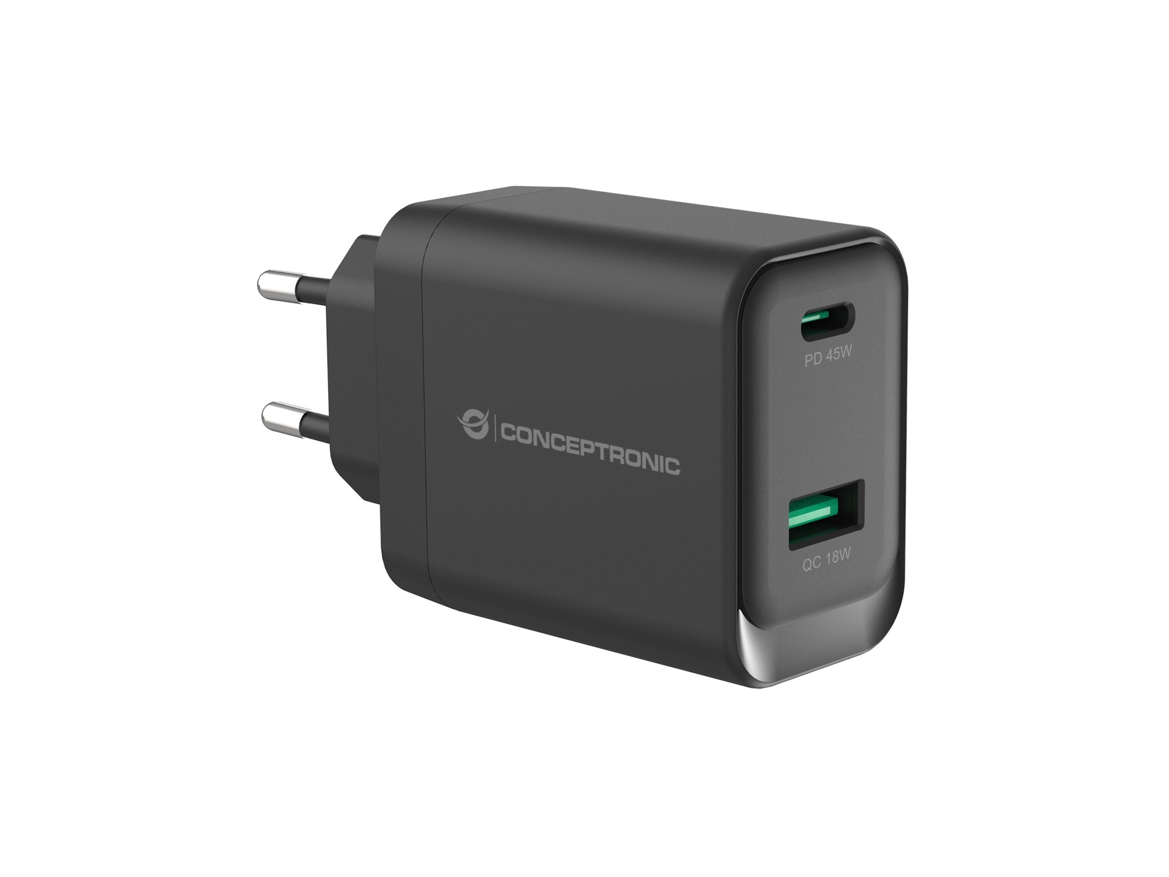 Conceptronic Cargador 2port Gan Usb-C -A 45wpd3.0 Pps Sw