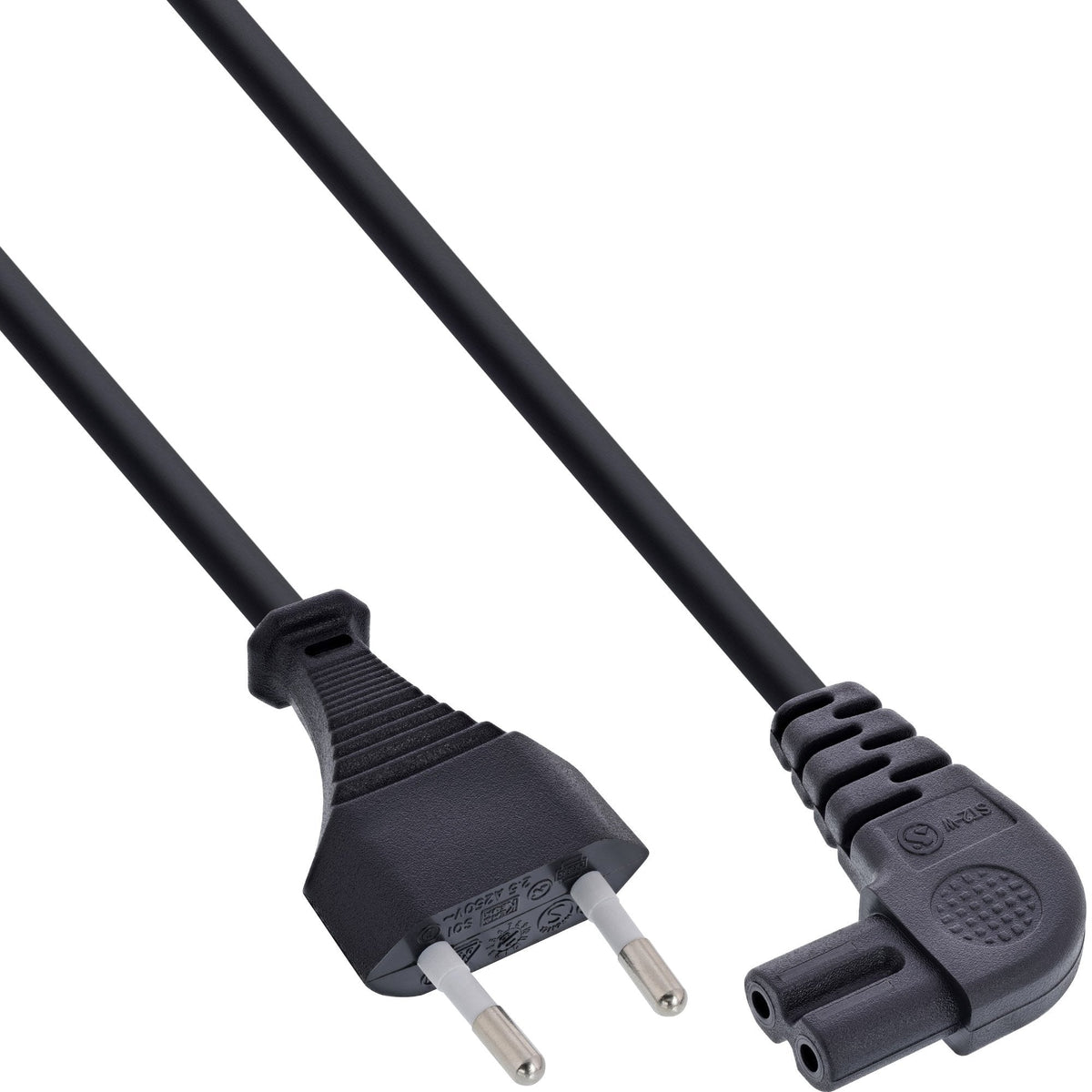 Cable De Alimentación Inline, Conector Euro A Conector Euro8 En Ángulo, Negro, 10 M