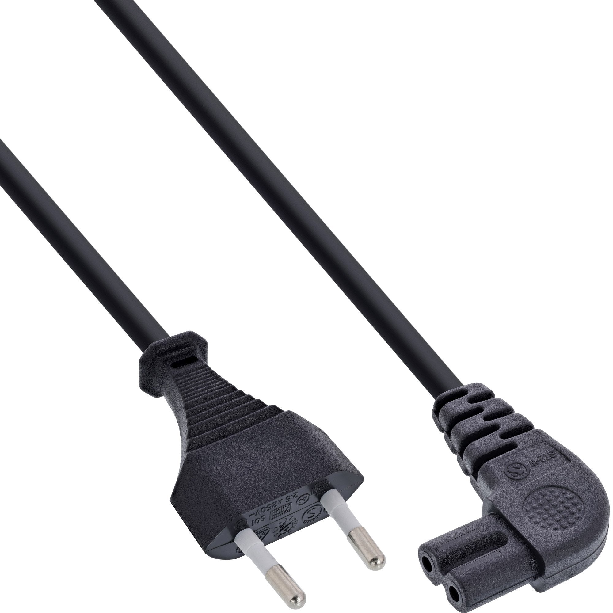 Cable De Alimentación Inline, Conector Euro A Conector Euro8 Angulado, Negro, 3,0 M