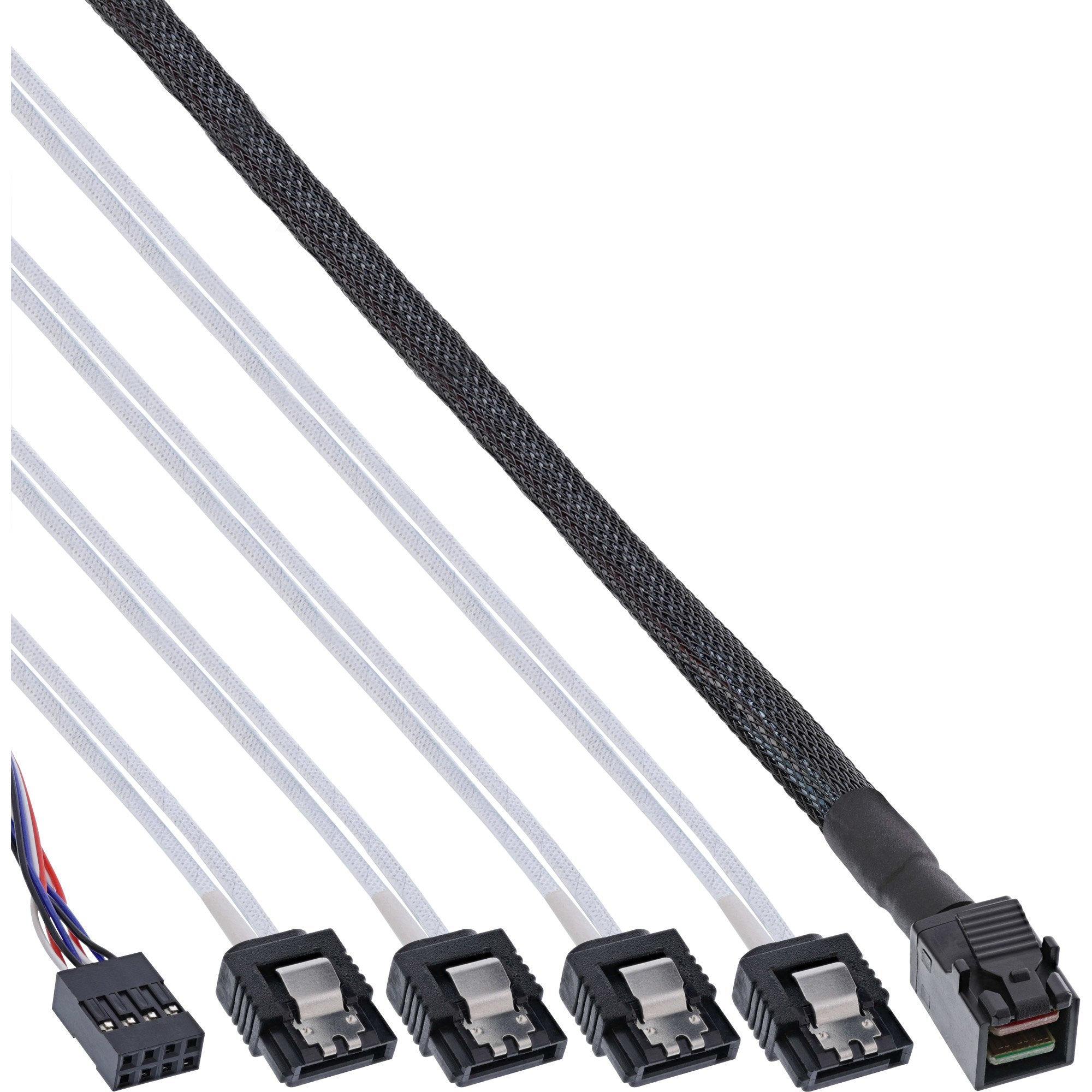 Cable Inline Mini Sas Hd Sff-8643 A 4x Sata + Banda Lateral 1m