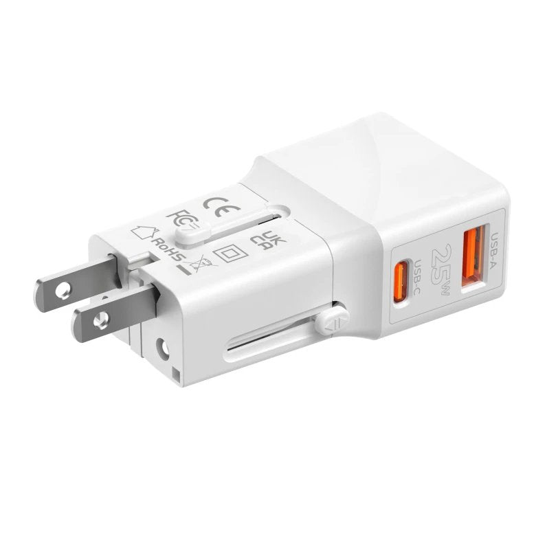Mobile Origin Travel Adapter 25w Eu/Us/Uk/Au, White