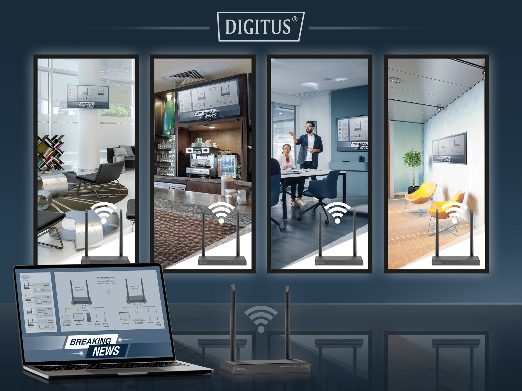 EAN 4016032491248 - Digitus DS-55328 extensor audio/video Transmisor y receptor de señales AV Negro imagen 2