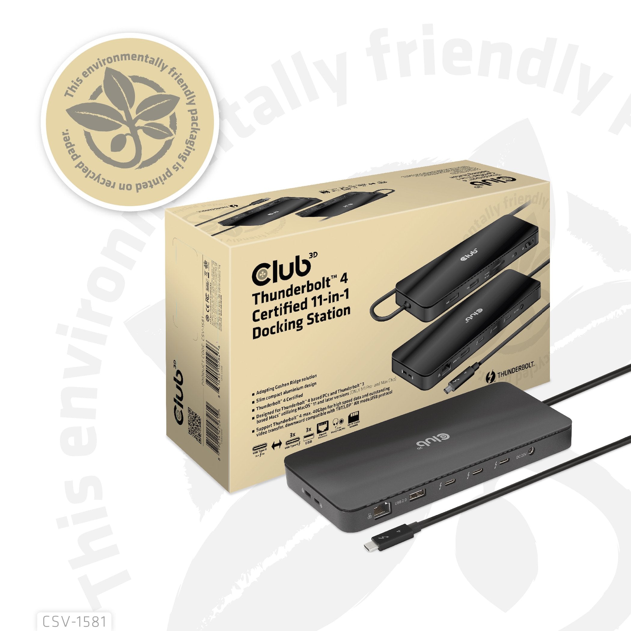 Club3d Thunderbolt4 11-In-1 Hub > 3xthunderbolt 3xusb M H Retail