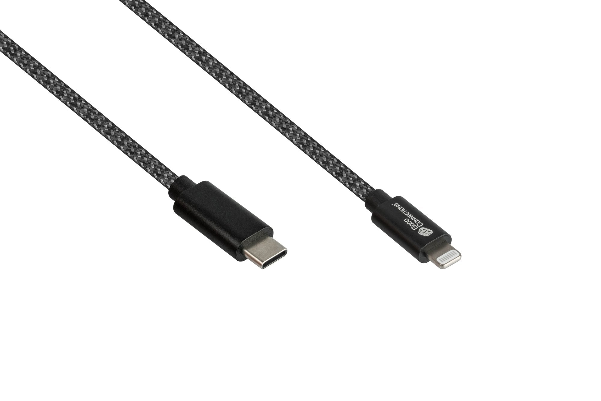 Goodconnections Usb-C 2.0 > Lightning (St-St) 0,5m Ladecable Textilmantel 18w Schwarz