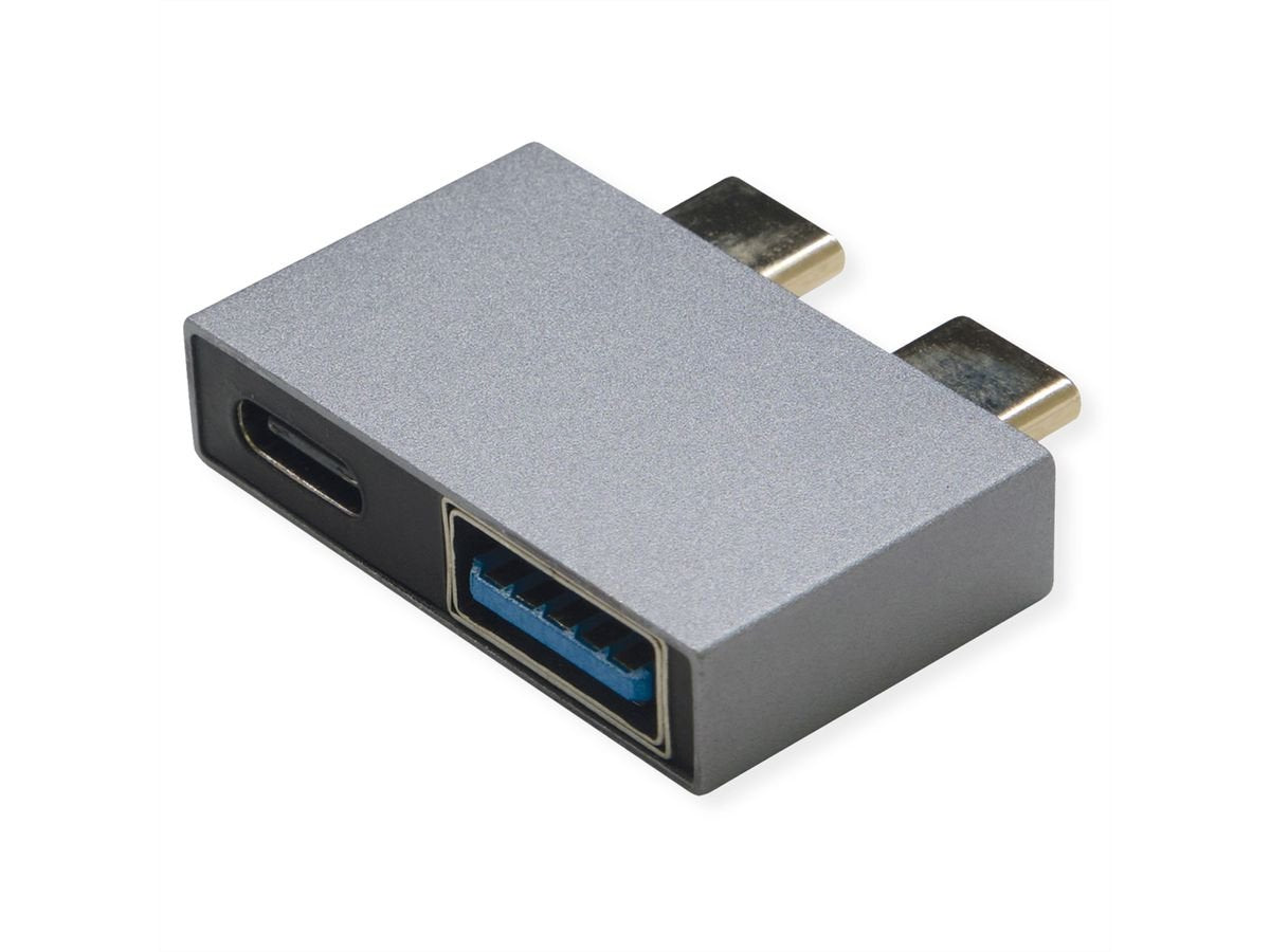 Roline Usb 3.2 Gen 2 Adapter, 2x Usb Typ C - 1x Typ A + 1x C, St Bu, Silberfarben