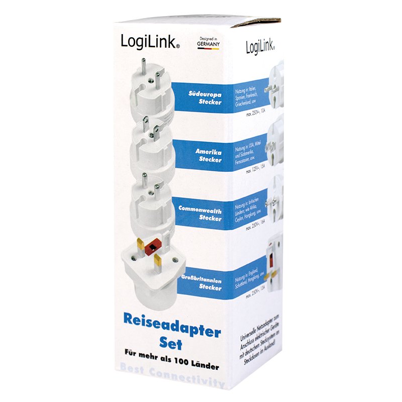 Juego De Adaptadores De Viaje Logilink De 4, 2a / 250v