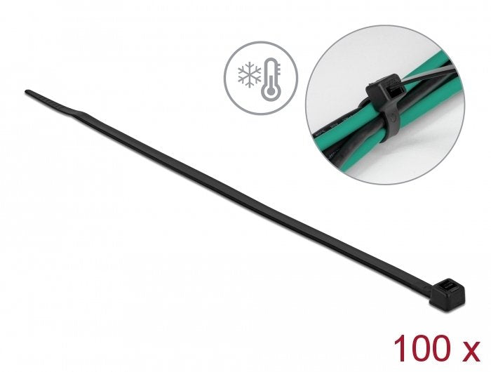 Delock Cablebinder Kälteresistent L 380 X B 4,8 Mm Schwarz 100 Stück