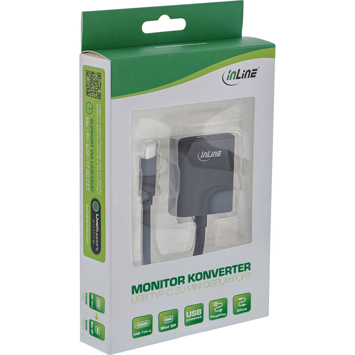 Adaptador Usb Inline, Usb Tipo C Macho A Mini Displayport Hembra (Modo Dp Alt), 4k2k, Negro, 0,2 M