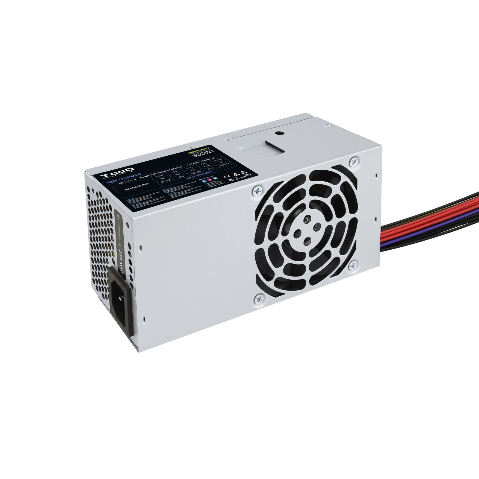 Tooq Ecopower Fuente De Alimentacion 500w Tfx 1.3 12v - Pfc Activo - Ventilador 80mm