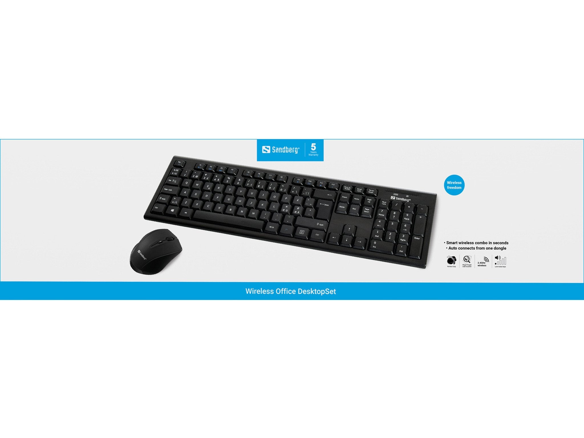 EAN 5705730631207 - Sandberg 631-20 teclado Ratón incluido Oficina RF inalámbrico QWERTY Nórdico Negro imagen 4