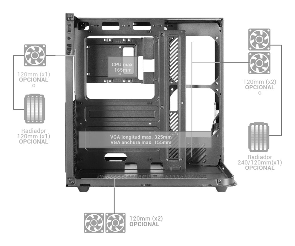 EAN 8435693113409 - Mars Gaming MC-INFINIOLITE Midi Tower Negro imagen 5