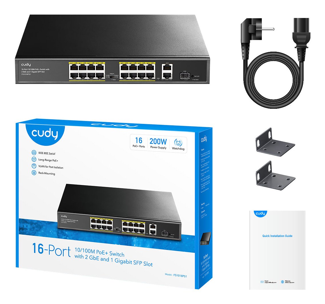 EAN 6971690790271 - Cudy FS1018PS1 switch Fast Ethernet (10/100) Energía sobre Ethernet (PoE) Gris imagen 4