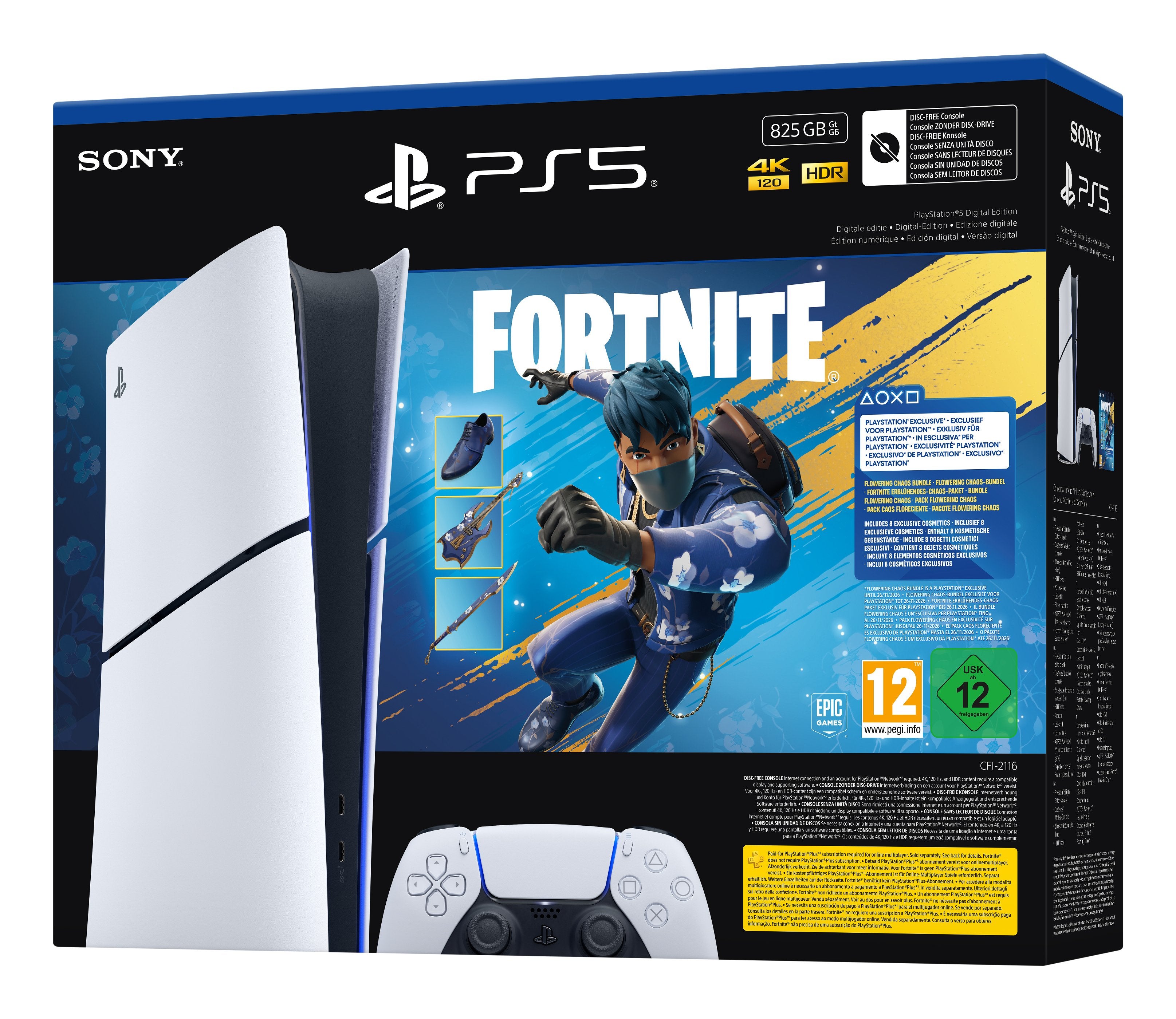 EAN 0711719021735 - Sony PlayStation 5 Digital Edition - Fortnite Flowering Chaos Bundle 825 GB Wifi Negro, Blanco imagen 5