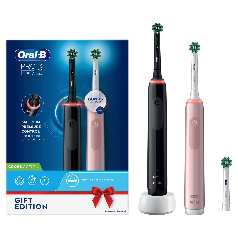 EAN 8006540760277 - Oral-B Pro 3 3900N Gift Edition Adulto Cepillo dental oscilante Negro, Rosa imagen 1