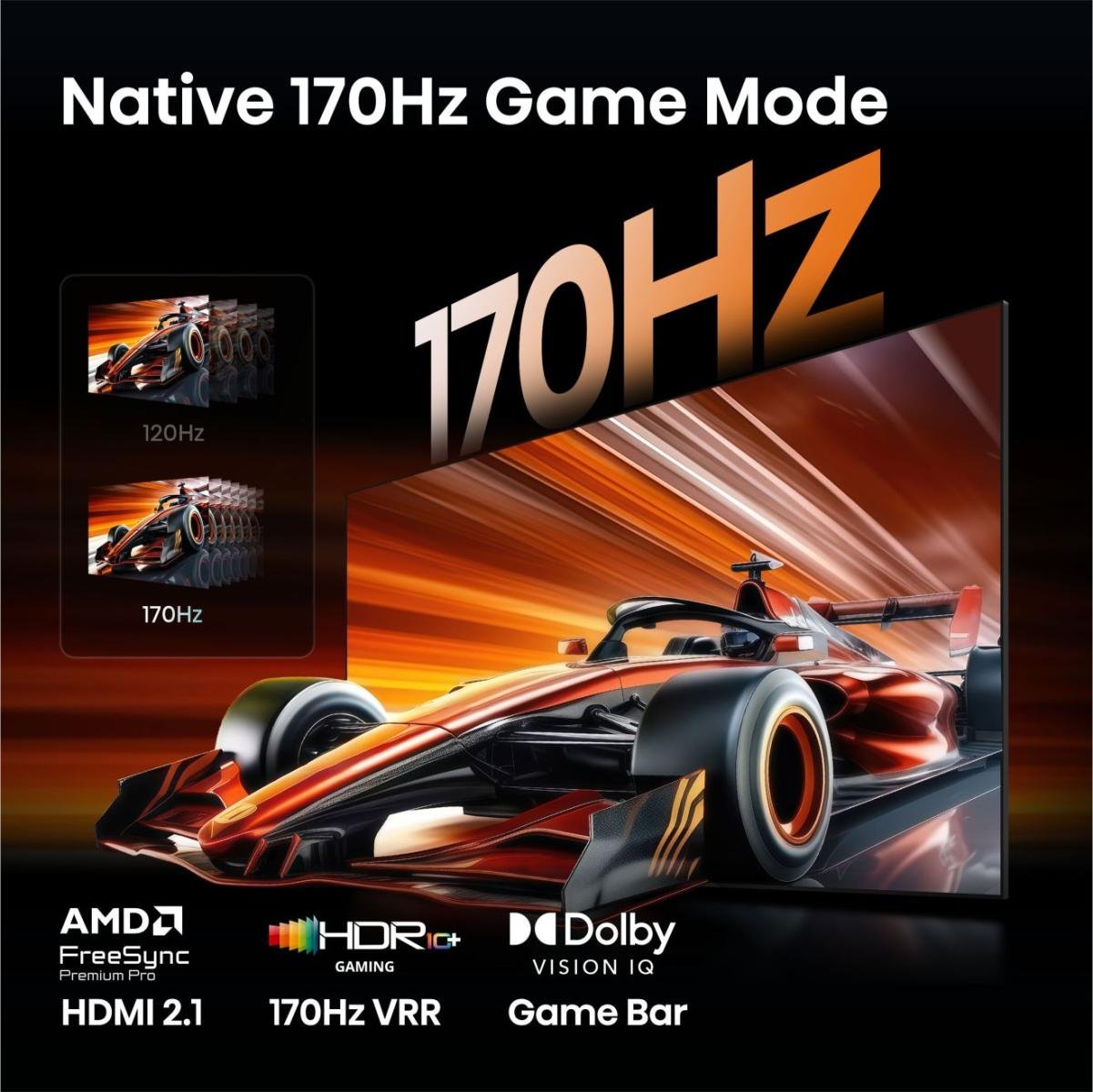 164,0cm 65" (3840x2160) Hisense 65ur9ds Smart Tv 4k Rgb Miniled 6ms 170hz Hdmi Usb-C Lan Hdr Vesa Wifi Bluetooth Black Grey