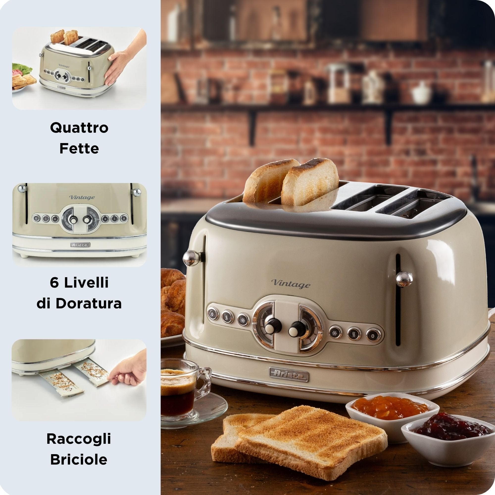 EAN 8003705114937 - Ariete 0156/03 6 4 rebanada(s) 1600 W Beige imagen 4