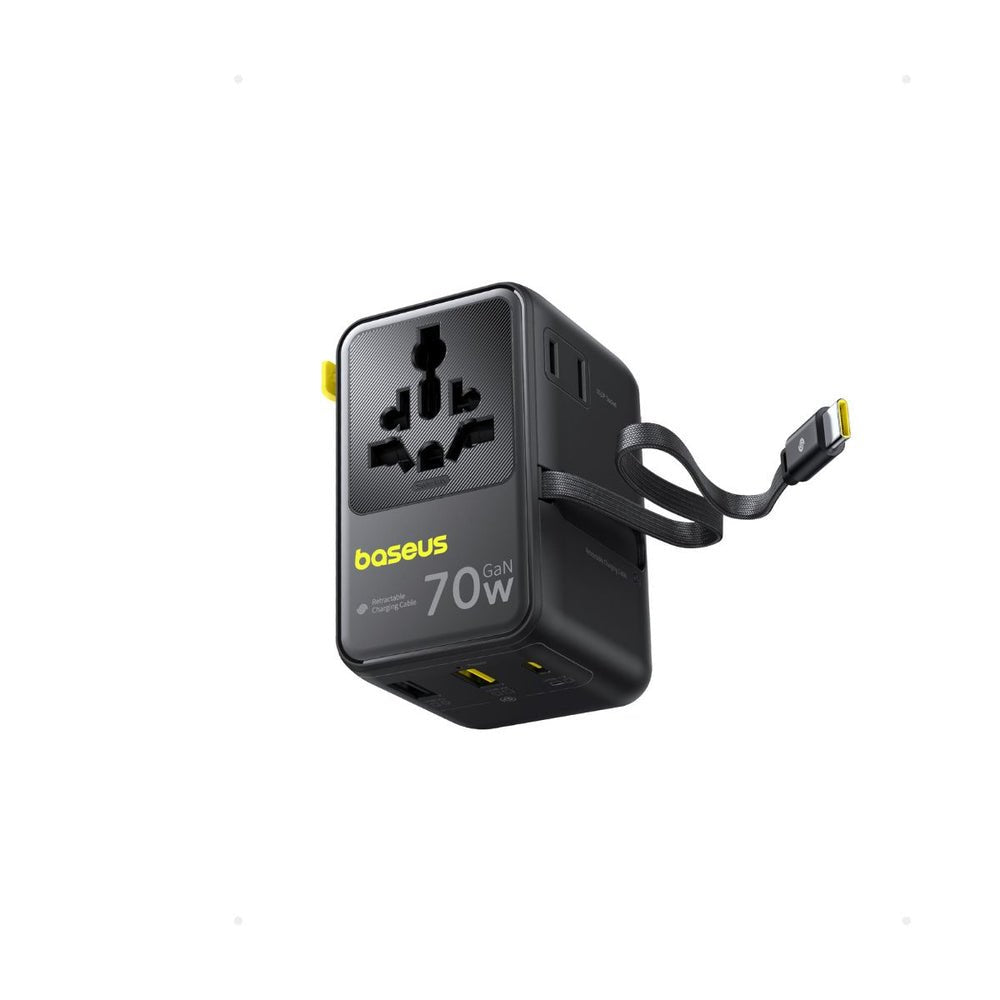 Baseus Enercore Cg11 Charger Retractable 2ac+2u + 70w, Black