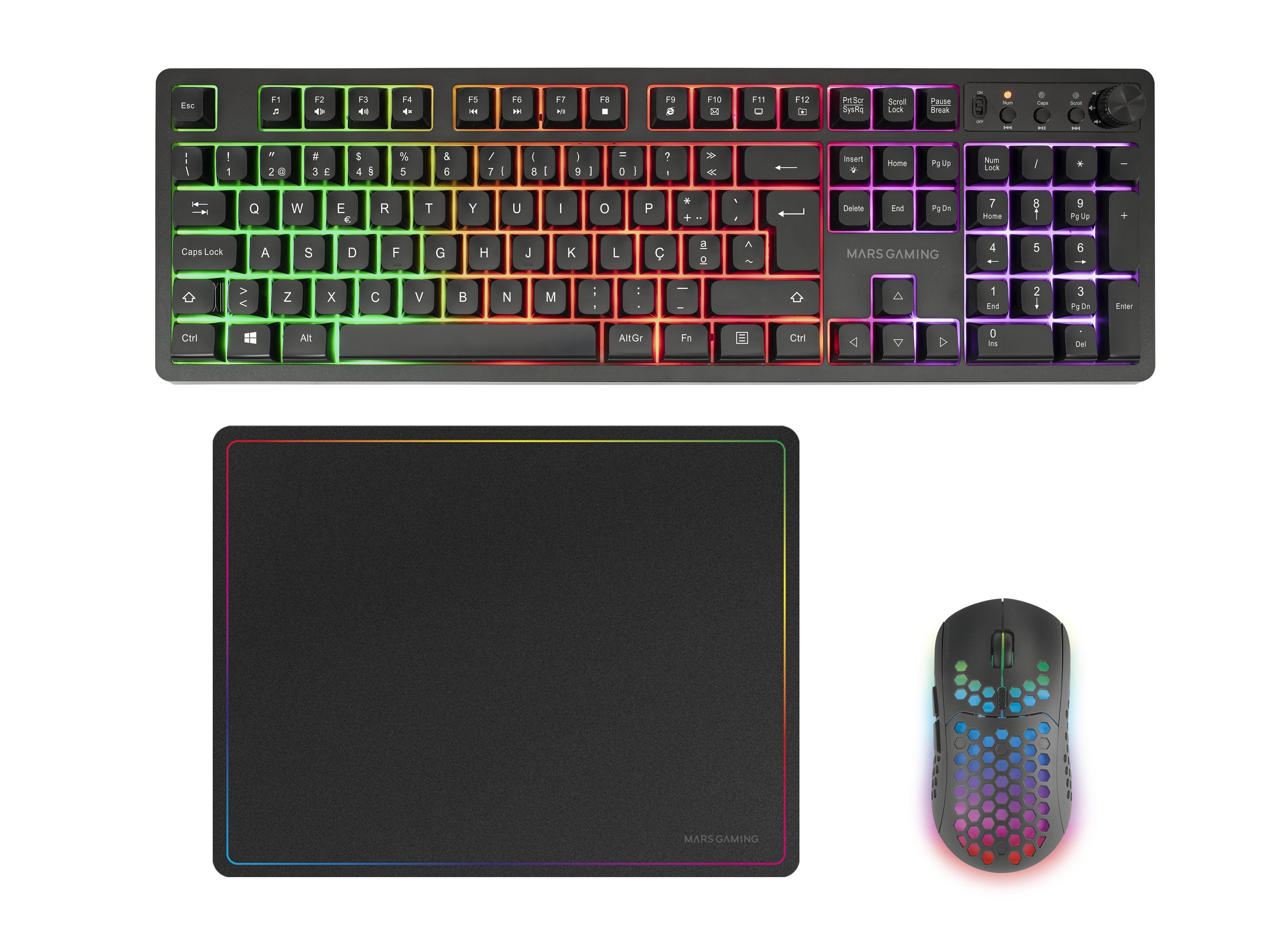 Teclado Mouse Y Alfombrilla Mars Gaming Mcpwxpt Negro H-Mech Frgb 3200dpi Portugues