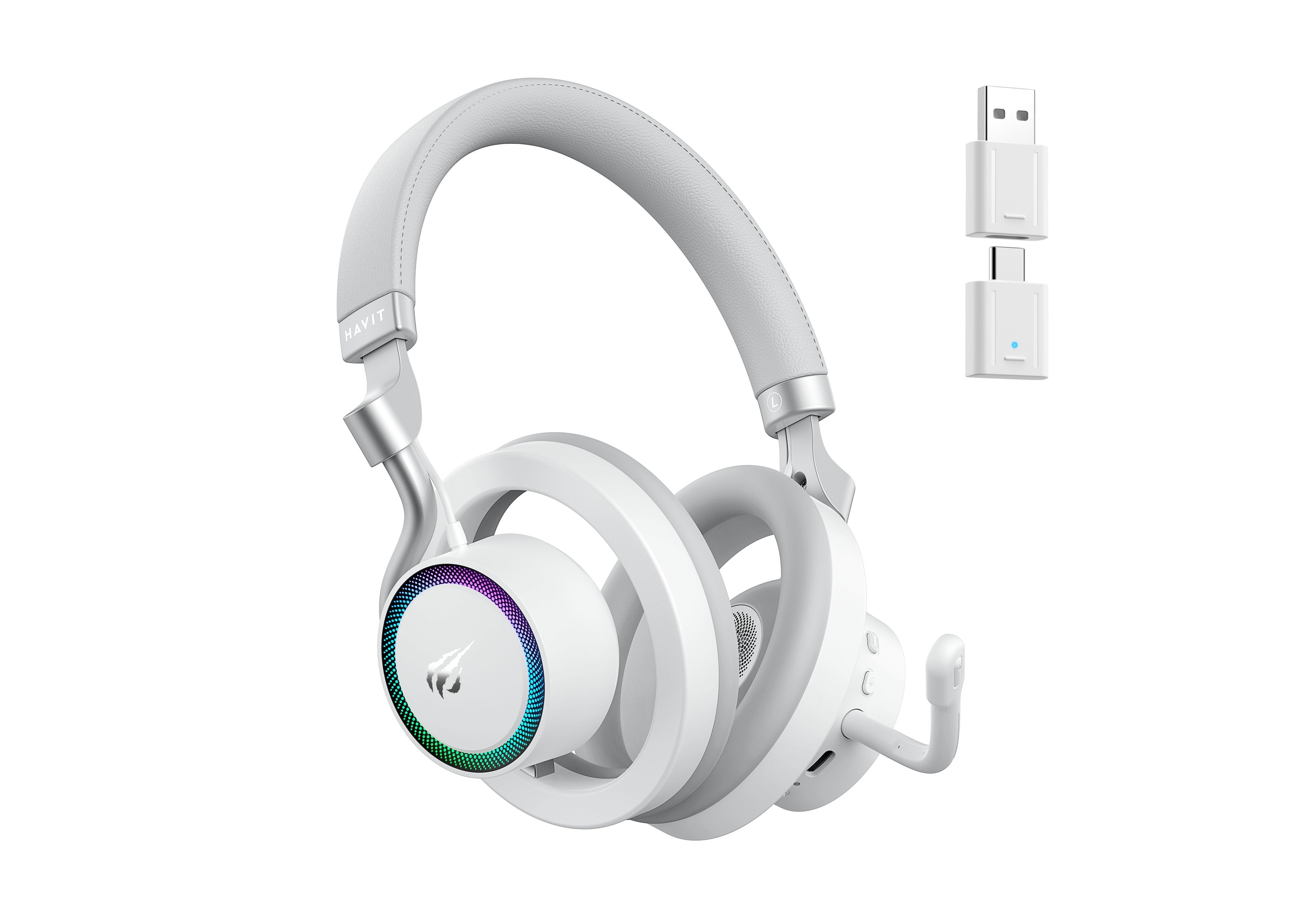 Auriculares Havit Fuxi-H8  Con Cable/Inalámbricos Para Juegos (Blancos)