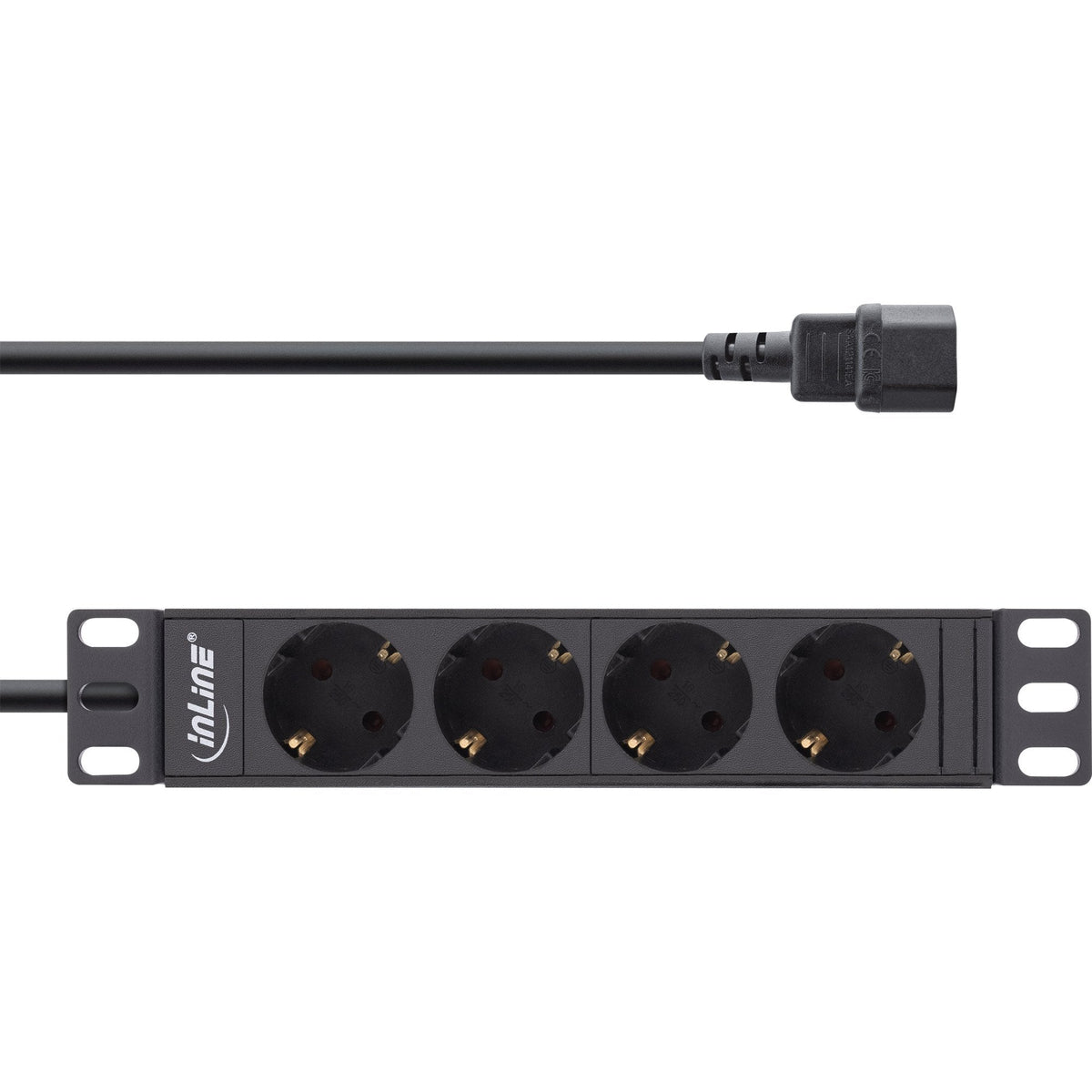Inline® 10" Socket Strip, 4-Way Earthing Contact, C14 Connection, W/O Switch
