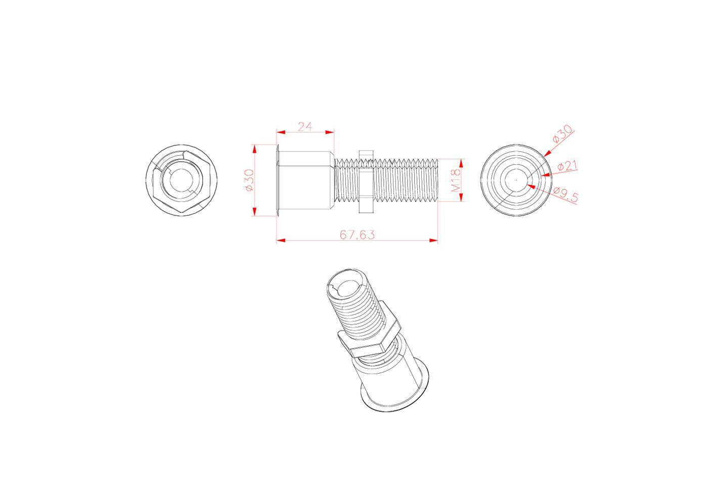 Solution For Cables Through  Desks Black Large Up To 55mm