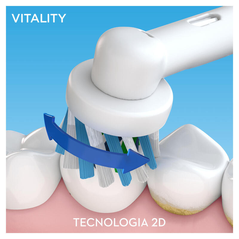 Cepillo Dental Braun Oral-B Vitality D100 Crossaction White  Filamentos Inclinados A 16º Limpieza 2d Oscila Y Rota Temporizador En El Mango