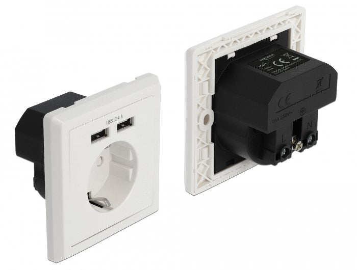 Einbausteckdose Mit 2 X Usb Typ-A Ladeport 2,4 A