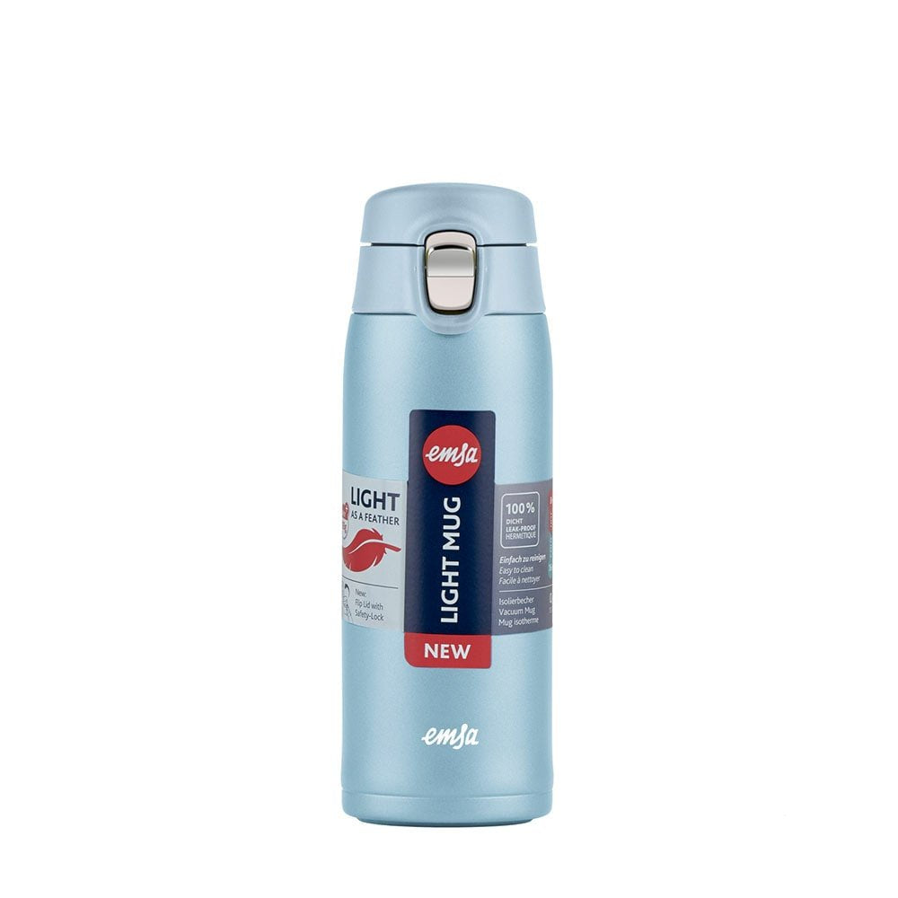 Taza Térmica Ligera Emsa Travel Mug Azul Claro, 0,4 Litros, Tapa Abatible N2151800
