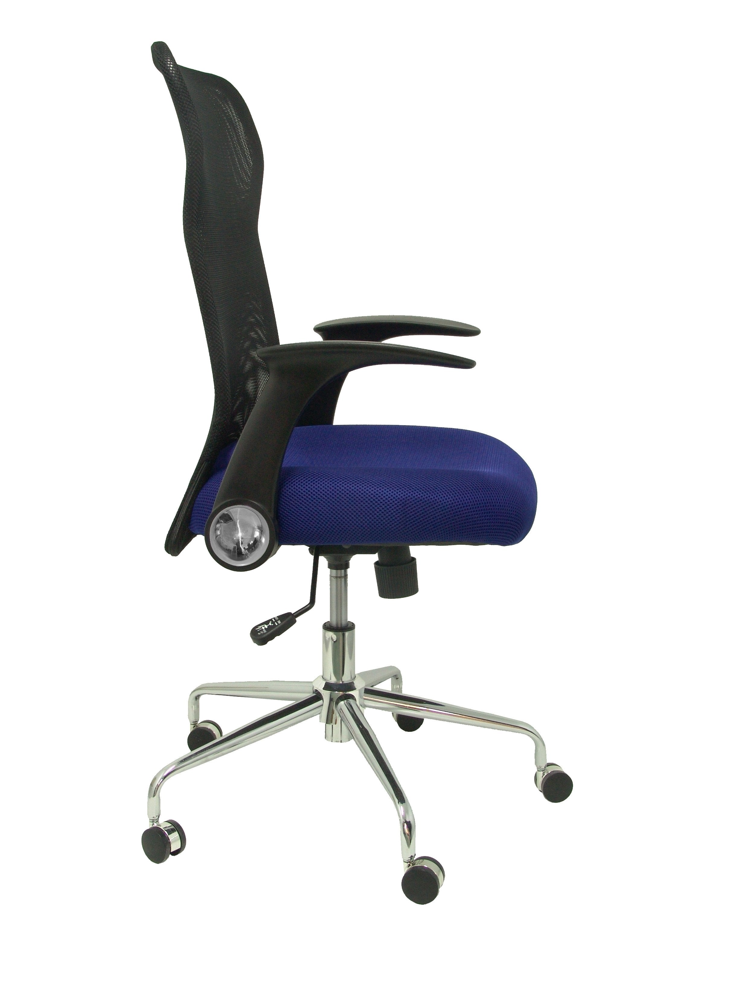 Silla Minaya Respaldo Malla Negro Asiento 3d Azul