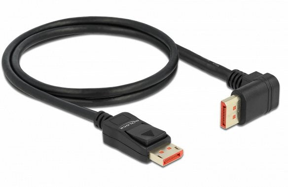 Delock Cable Displayport Macho Recto A Macho 90° Hacia Arriba En Ángulo 8k 60 Hz 1 M