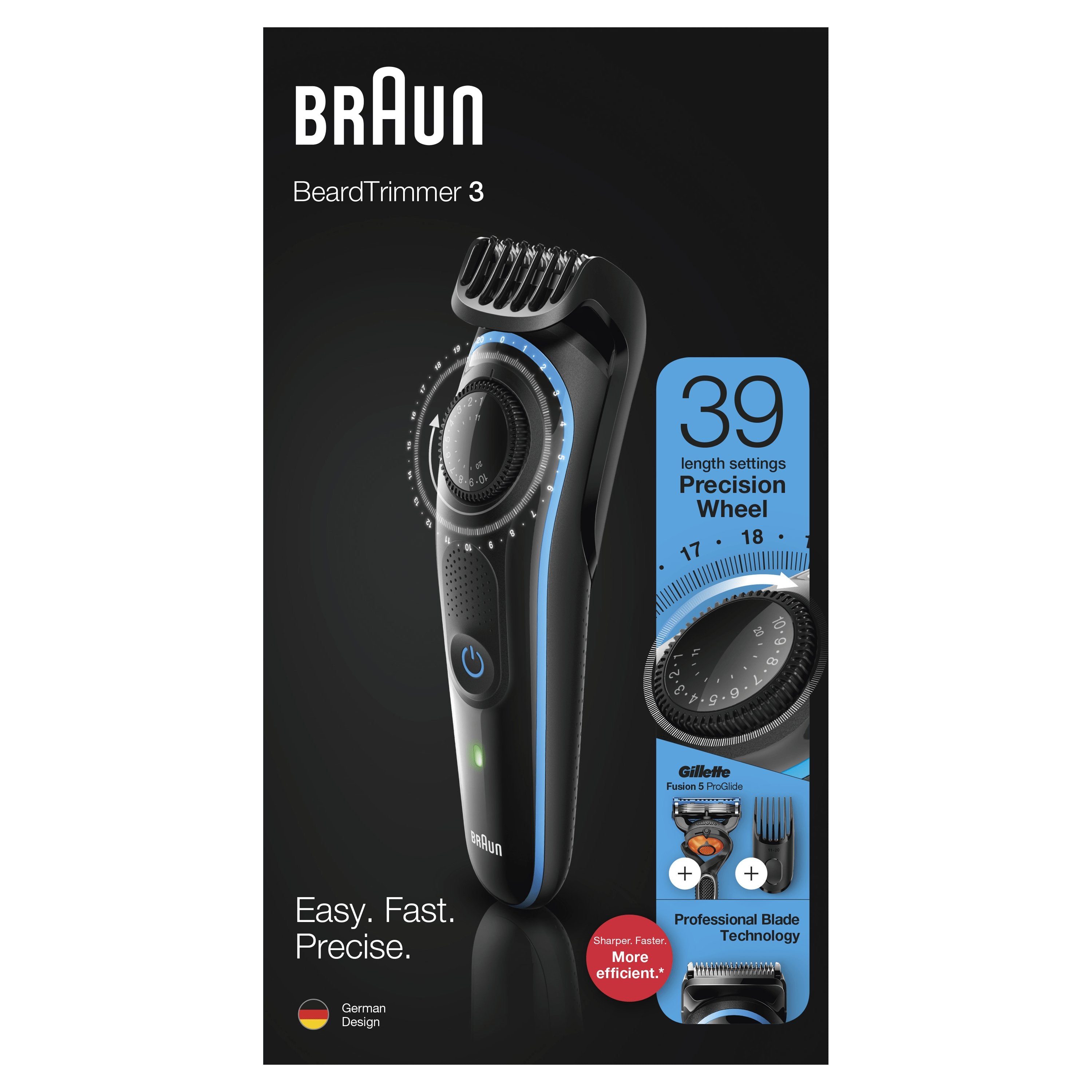 Barbero Cortapelos Braun Bt3240 + Gillete Fusion 39 Ajustes Barba Lavable Control Giratorio