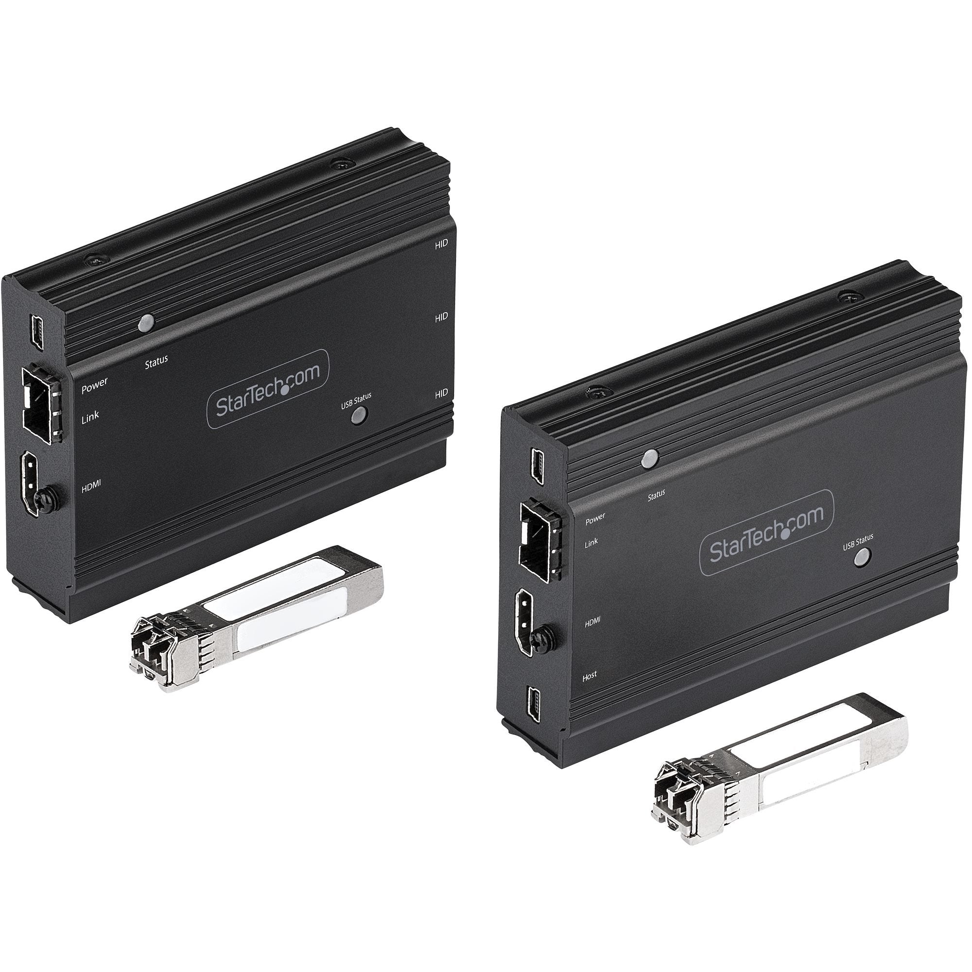 Startech.Com Extensor Kvm Hdmi De 4k Por Fibra - Alargador De Consola Switch Kvm Con Vídeo Hdmi Y Usb Remoto - Hasta 300m (Multimodo) - Con 2 Módulos Sfp+ Mmf De 10gb - (Tx/Rx)