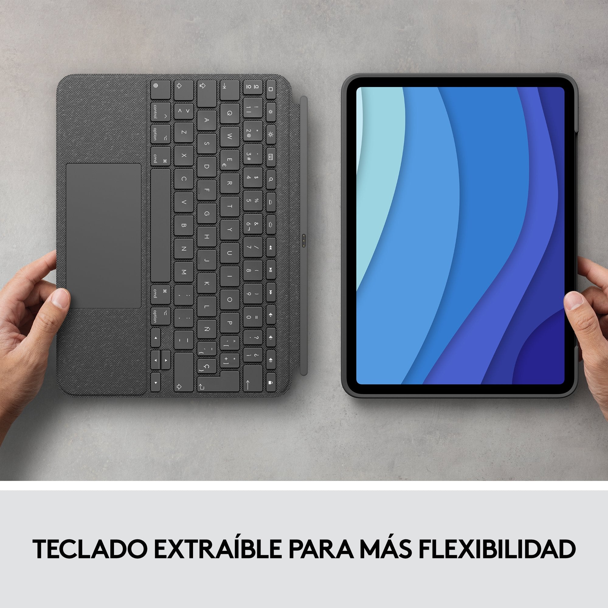 Logitech Combo Touch Funda Con Teclado Español Gris Para Ipad Pro 11" (1º/2º/3º Gen)
