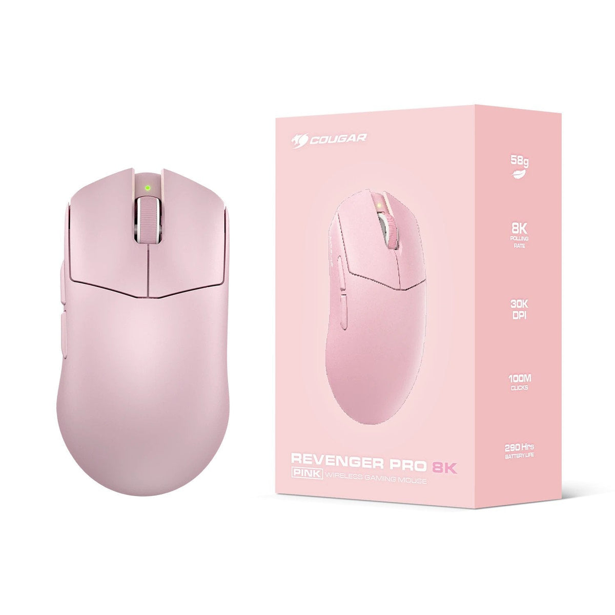 Cougar Gaming Ratón,Revenger Pro 8k, Wireless, Pink