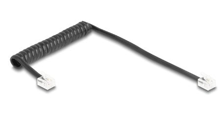 Delock Telefoncable   Spiralcable Rj11 Stecker Zu Rj11 Stecker Schwarz 1 M