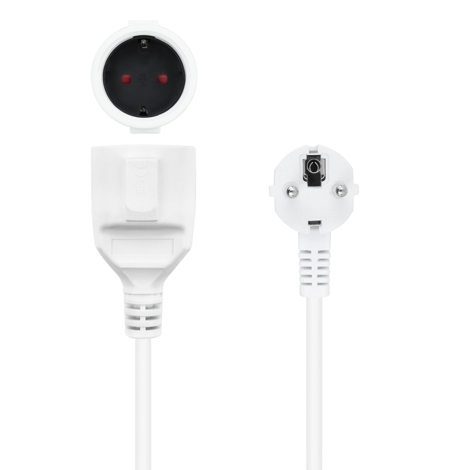 Nanocable Cable De Alimentacion Alargador Cee7 Acodado Macho A Cee7 Hembra 2m
