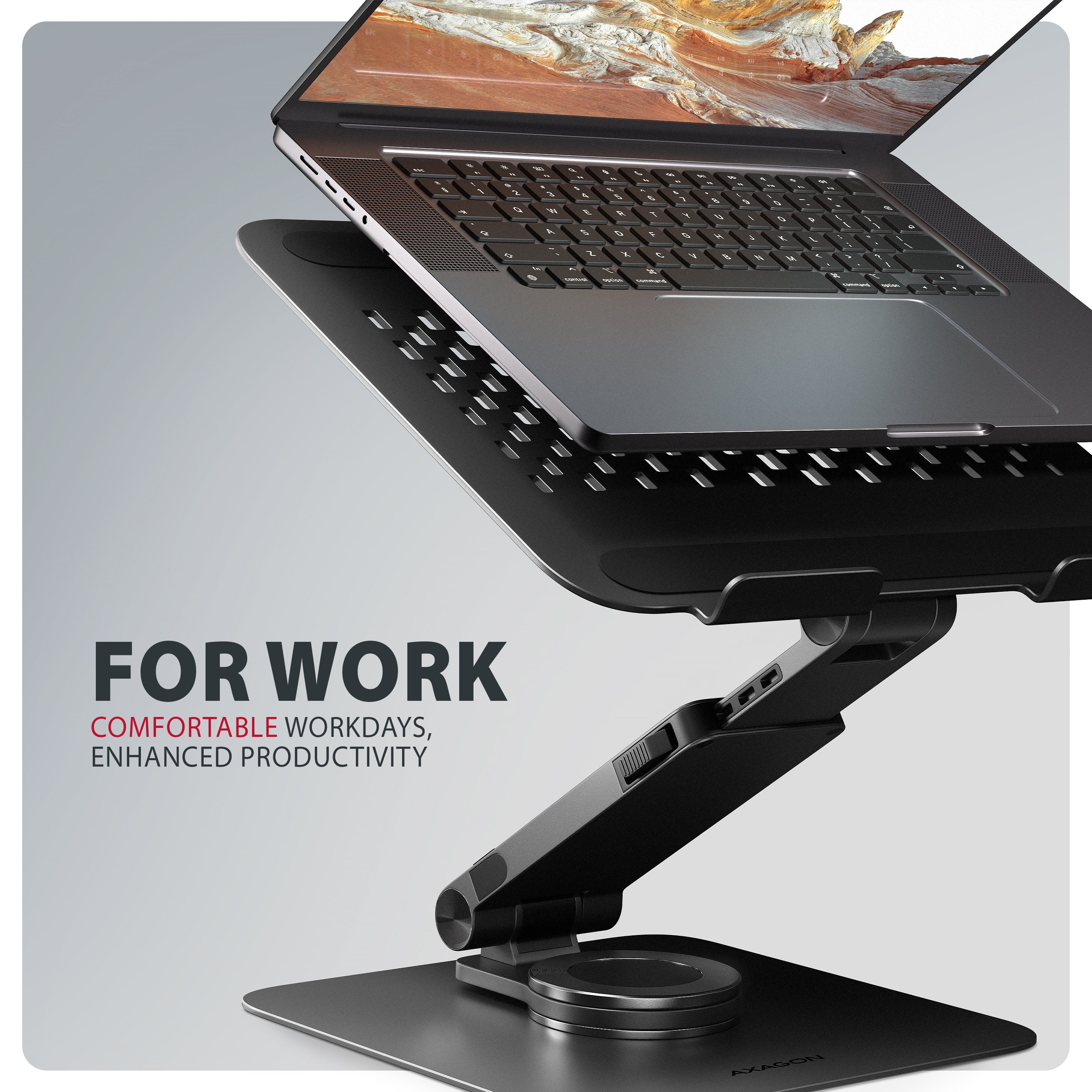 EAN 8595247909206 - Axagon STND-LRB Laptop-Ständer, 360° drehbar, Doppelgelenk, verlängerbar Soporte para ordenador portátil  imagen 6
