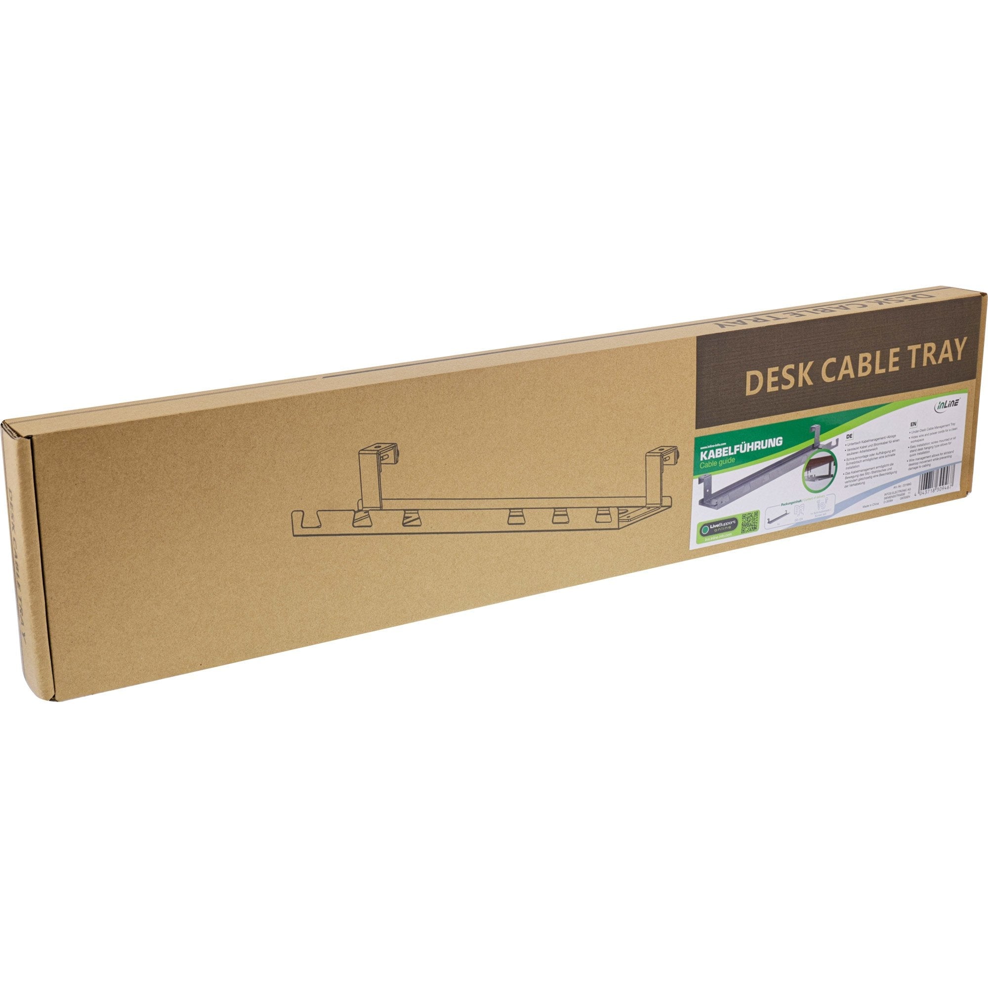 Inline Guía De Cable/Estante Para Montaje Debajo De La Mesa, Gris