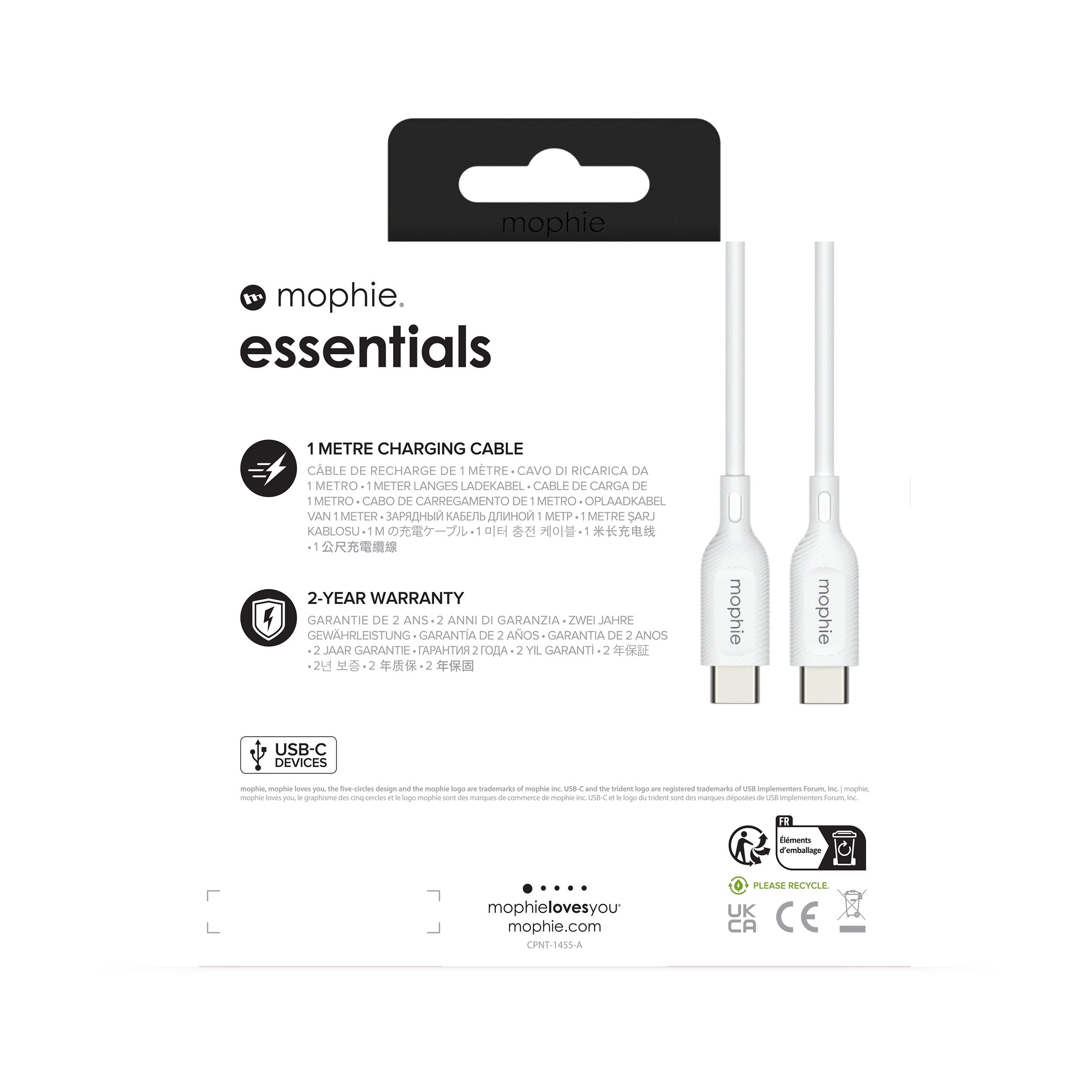 Cable Zagg Mophie Essentials Usb-C (M) A Usb-C (M) 1m White