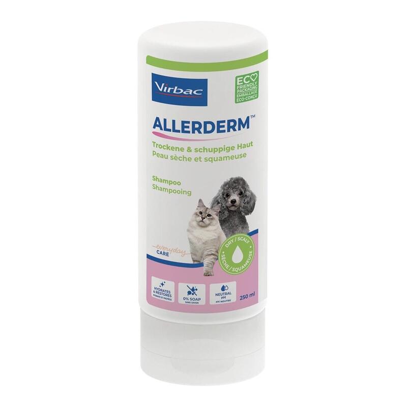 Champú Virbac Allerderm Para Piel Seca Y Descamada De Perros Y Gatos, 250 Ml.