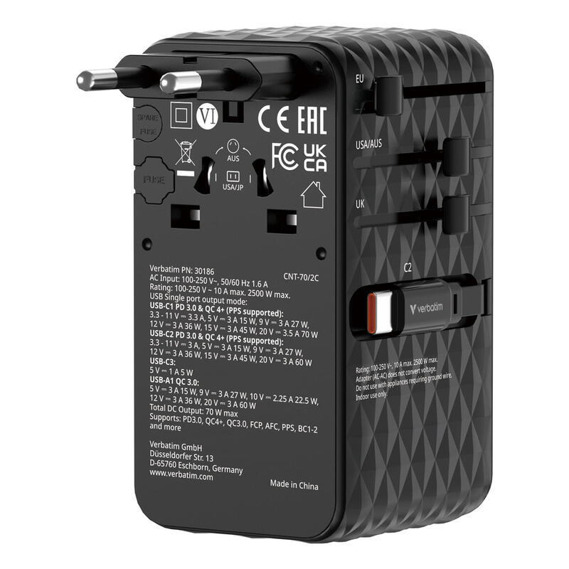 Charge 'N' Travel 70w 2c  Retractable Universal Travel