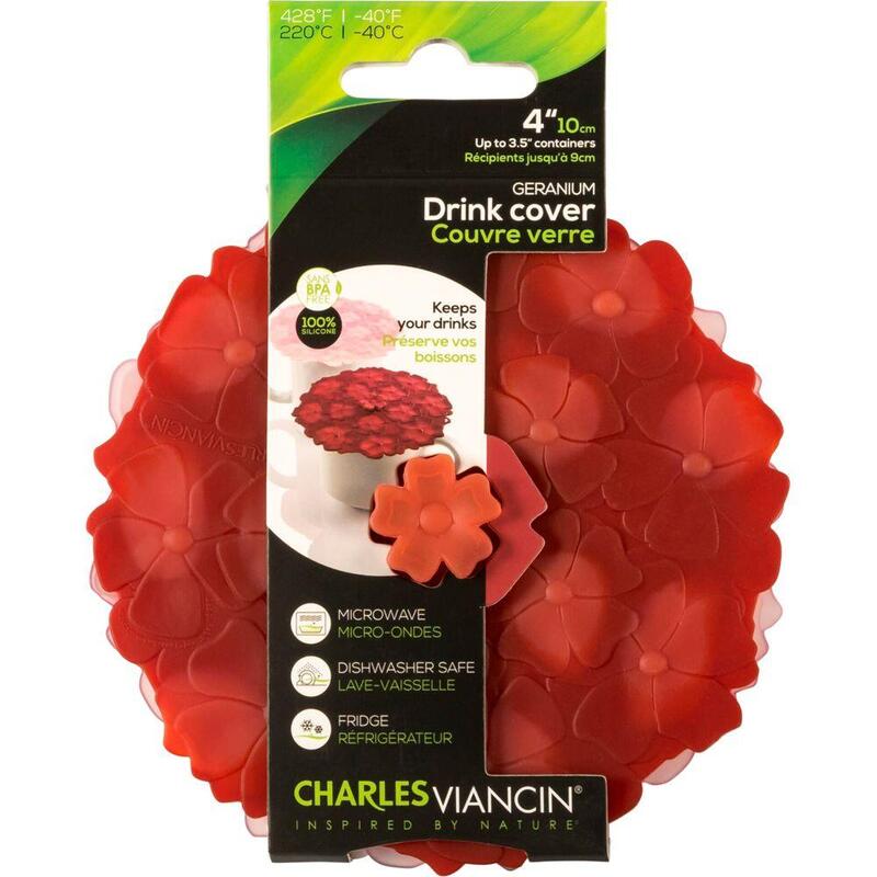 Charles Viancin Geranium 11,5 Cm 2 Silikon-Getränkedeck. Rot/Pink