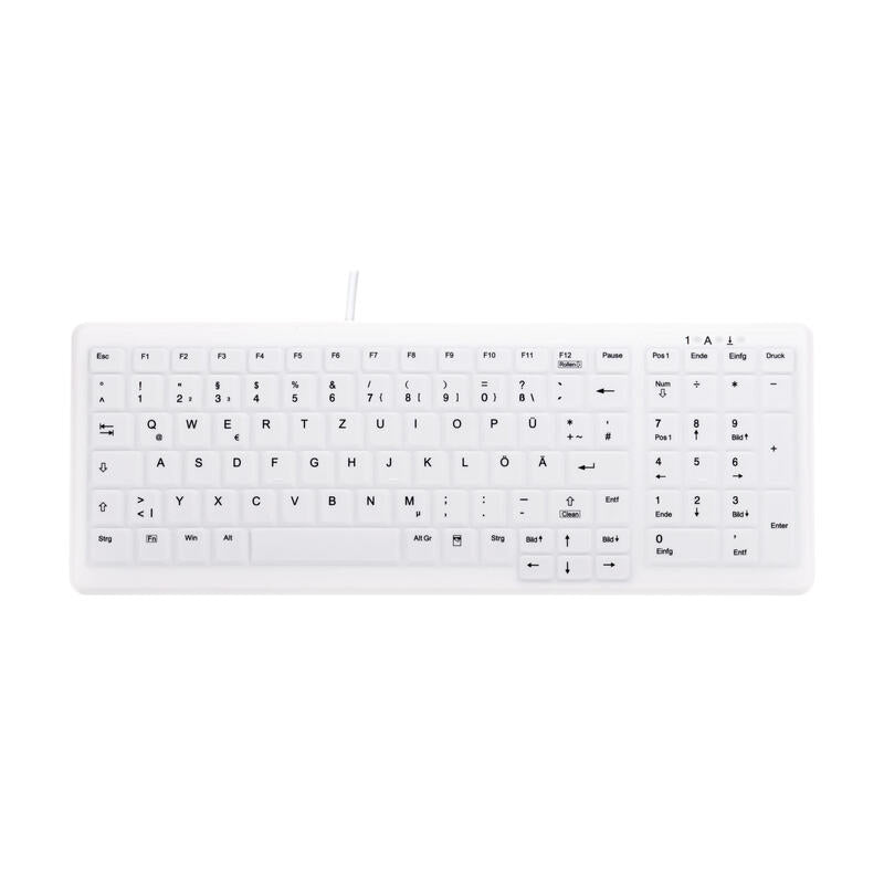 Cherry Ak-C7000 Teclado (Aleman) Higiénico Desinfectable Con Campo Numérico Blanco