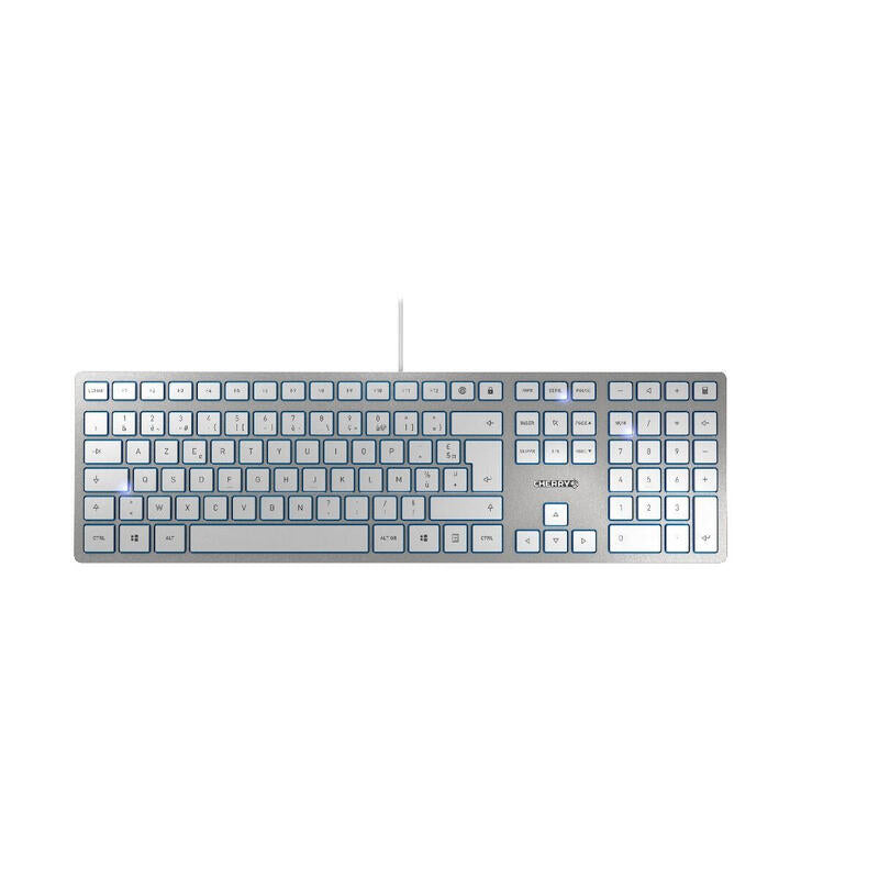 Cherry Kc 6000 Slim Teclado Usb Azerty Belga Plata, Blanco