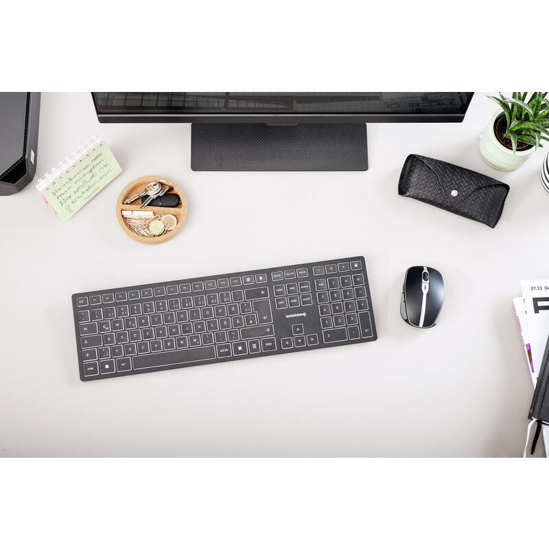 Cherry Kw 9100 Slim Teclado Universal Rf Wireless + Bluetooth Azerty Francés Negro